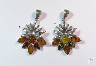 Silberanhänger mit cognacfarbenem Bernstein-Cabochon