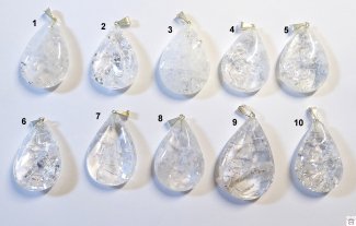 Edelsteinanhänger Bergkristall, gecrackt, Tropfenform