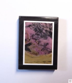 Rhodonit mit Achat-Anhänger Rechteck