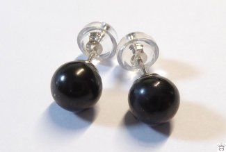 Silberohrstecker Schungit (stab.), 6mm