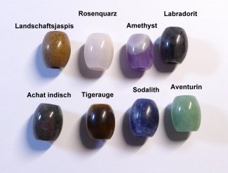 Grosslochperle Fass-Tönnchen, diverse Steinsorten