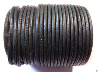 Rindslederband Vintage Dunkelsmaragd, ca. 3 mm