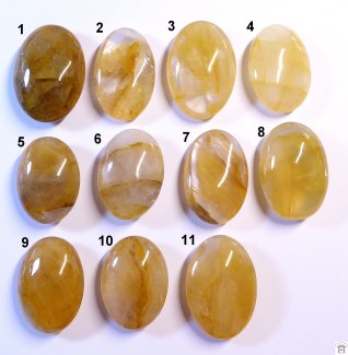 Linsenstein ungebohrt, Hematoide Quarz (Golden Healer)