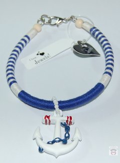 Armband im maritimen Stil - blau, Kunsttoffanker