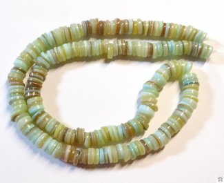 Muschelperlenstrang, Disc, Light Turquoise Blue