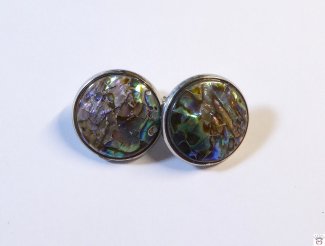 Runde Metallohrclips mit Muschel-Abalone-Cabochon