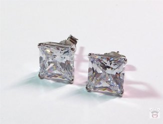 Silberohrstecker Zirkonia kristall Quadrat
