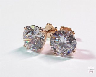 Silberohrstecker Zirkonia kristall rund rose vergoldet