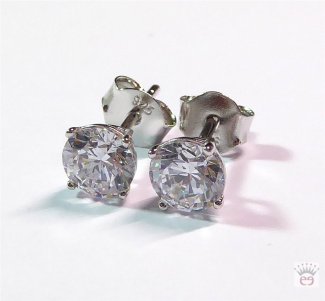 Silberohrstecker Zirkonia kristall rund