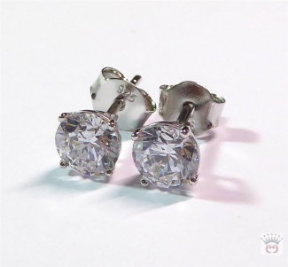 Silberohrstecker Zirkonia kristall rund