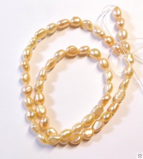 Süßwasserzuchtperlenstrang, lachs, nuggets