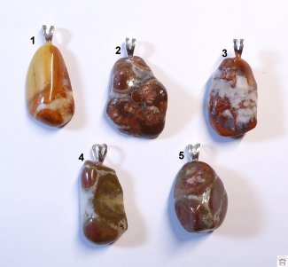 Trommelsteinanhänger Fossil Jaspis mit Silberöse
