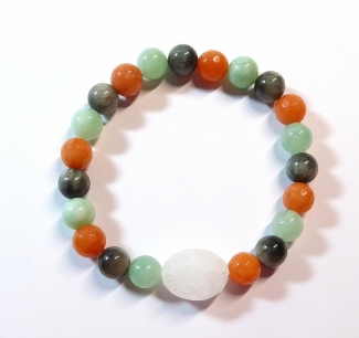 Edelsteinarmband Jade (beh.), Adlerauge, Bergkristall
