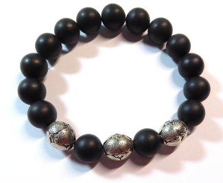 Edelsteinarmband Onyx, matt, Messing