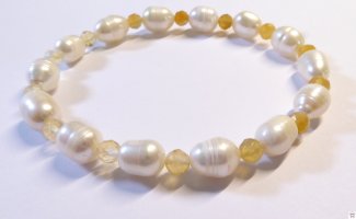 Armschmuck Perlenarmband, Süßwasserzuchtperlen, Citrin