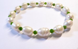 Armschmuck Perlenarmband, Süßwasserzuchtperlen, Diopsid