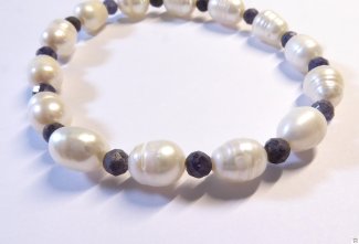 Armschmuck Perlenarmband, Süßwasserzuchtperlen, Saphir