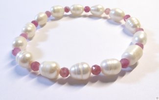 Armschmuck Perlenarmband, Süßwasserzuchtperlen, Turmalin pink