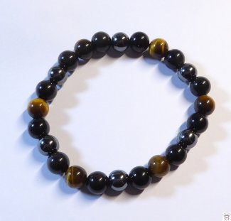 Armschmuck Kugelarmband Hämatit, Obisidian, Tigerauge, ca. 8 mm