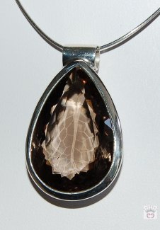 Tropfenförmiger Pipe-Anhänger Rauchquarz