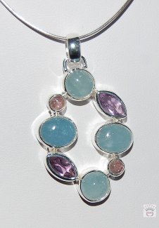 Silberanhänger mit Edelsteinen in Multicolor