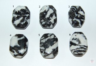 Achteckiger Flatstone aus Dolomit schwarz-weiß (Zebra Marmor)