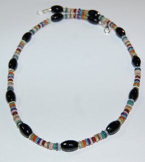 Edelsteinkette Onyx, Rondelle in Multicolor