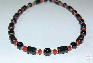 Edelsteinkette Onyx, Karneol, Prasiolith
