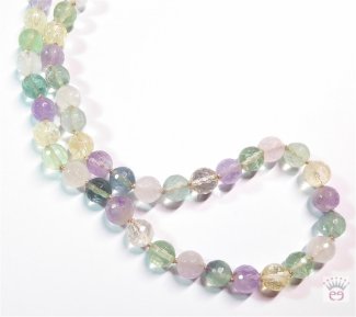 Edelsteinkette Multicolor, Amethyst, Citrin, Fluorit, Rosenquarz, facettiert