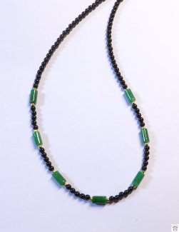 Edelsteinkette Onyx-Jade, Silberkugeln