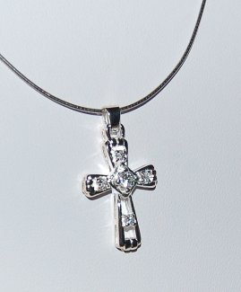 Kreuzanhänger Silber mit Zirkonia im Brillantschliff