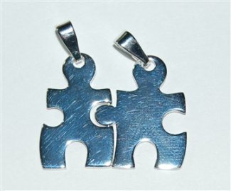 Preview: Teilbarer Partnerschaftsanhänger, Puzzle, Silber 925