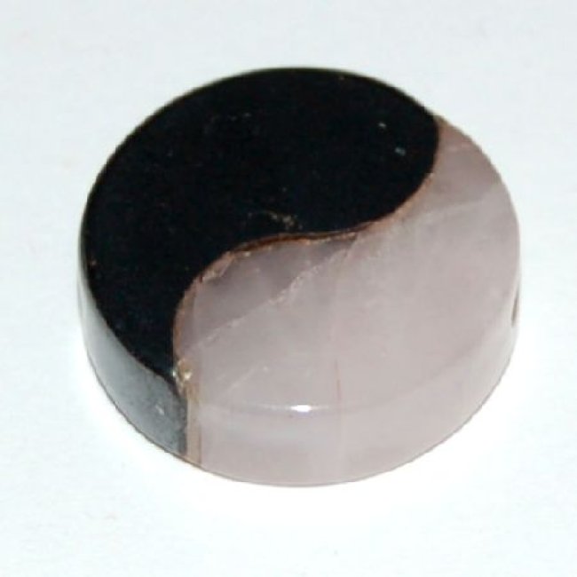 Edelsteinanhänger Yin Yang Hämatit-Rosenquarz