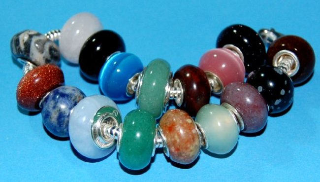Edelsteinbead - Schneeflockenobsidian, ca. 13 mm