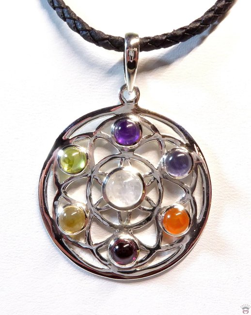 Silberanhänger Blume des Lebens Cabochons