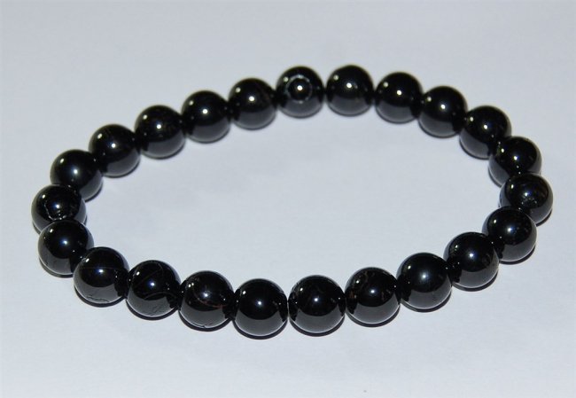 Armschmuck Kugelarmband Turmalin schwarz, ca. 8 mm