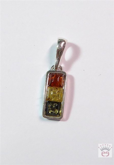 Silberanhänger mit Multicolor Bernstein-Cabochons