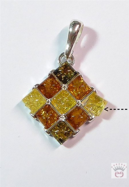 Silberanhänger mit Multicolor Bernstein-Cabochons