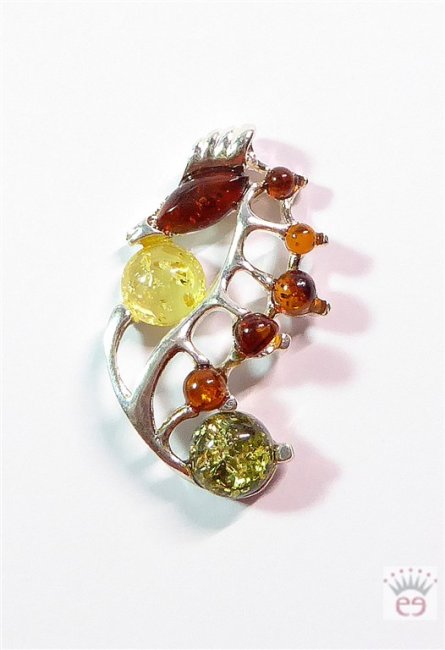 Silberanhänger mit Bernstein-Cabochons in Multicolor