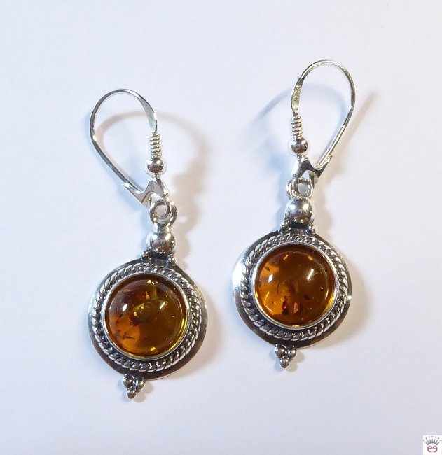 Bernsteinohrhänger, Silber,
