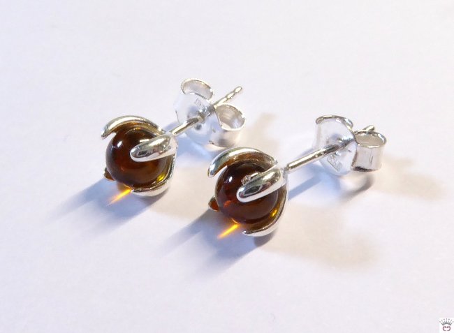 Bernsteinohrstecker, Silber, Kugel