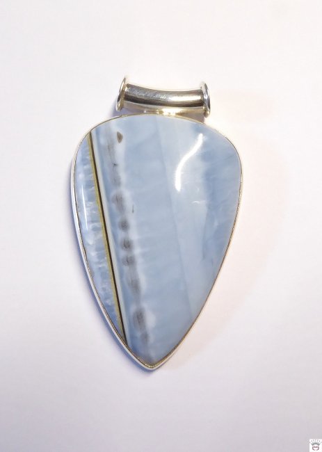 Silberanhänger Blauopal-Cabochon, Tropfenform