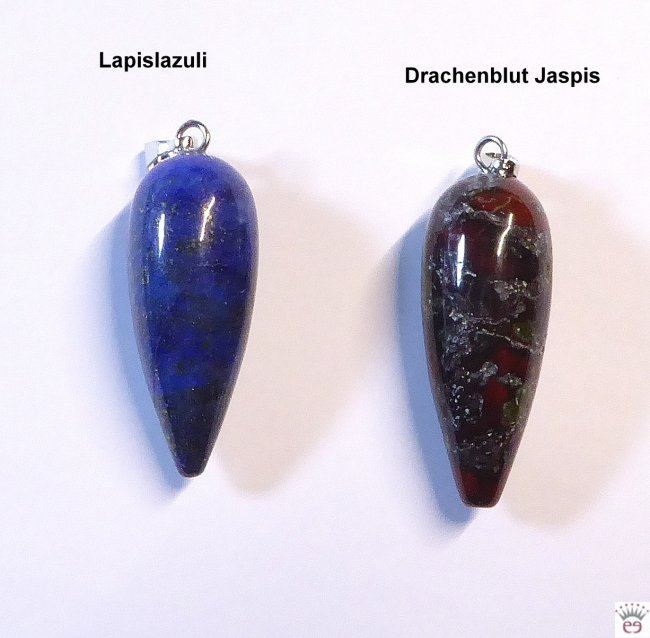 Tropfenanhänger, Pendelformanhänger, diverse Steinsorten, Metallöse