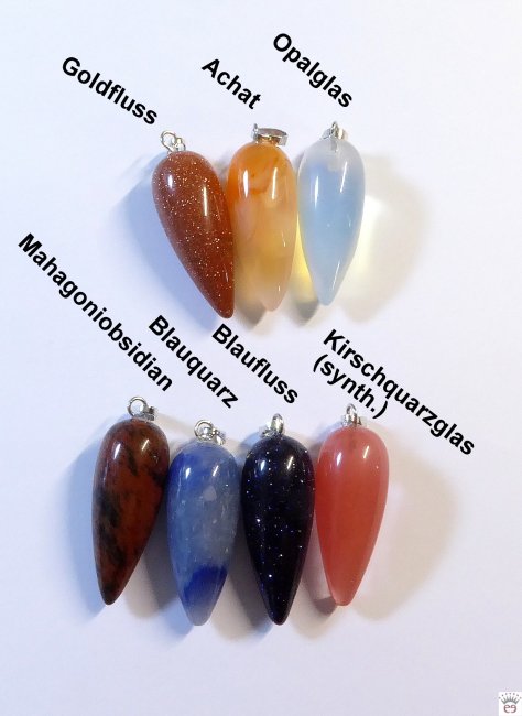 Tropfenanhänger, Pendelformanhänger, diverse Steinsorten, Metallöse