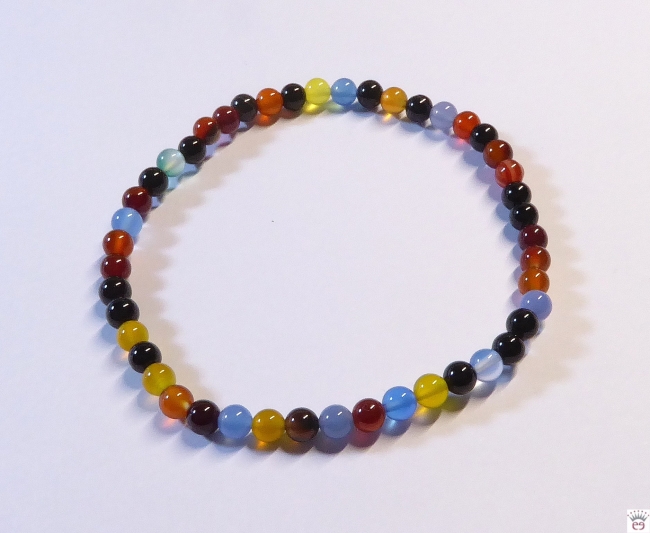 Armschmuck Kugelarmband Achat Multicolor, ca. 4 mm, Kinderarmband