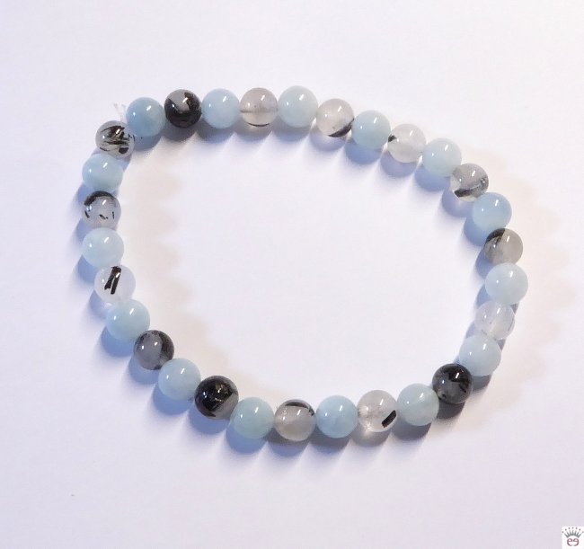 Armschmuck Kugelarmband Aquamarin-Turmalinquarz, ca. 6 mm