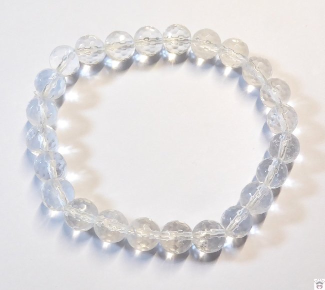 Armschmuck Kugelarmband Bergkristall, facettiert, ca. 8 mm
