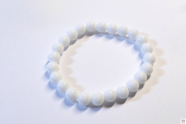 Armschmuck Kugelarmband Jade weiß, ca. 8 mm