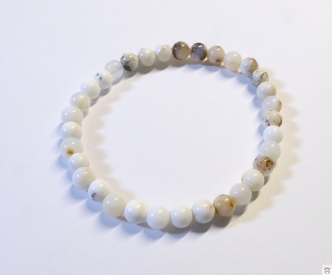Armschmuck Kugelarmband Weißopal, ca. 6 mm,