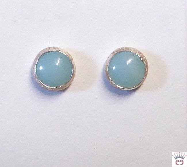 Runde Amazonit-Ohrstecker in Silberfassung